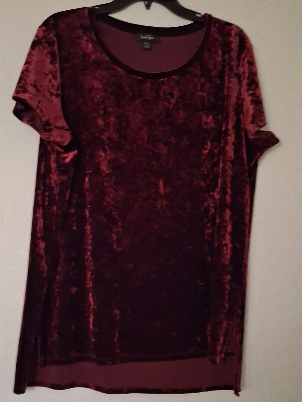 Alfani Wine Velvet Short Sleeve Tee